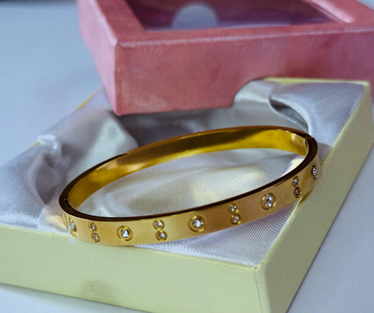 Gold-Plated Artificial Stones Studded Kada Bracelet